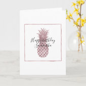 Carte Anniversaire de l'ananas rose (Fleur jaune)