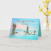 Carte Anniversaire de l'année bissextile, grenouilles et (Fleur jaune)