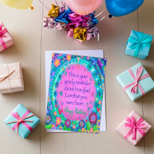 Carte Anniversaire de l'année Rappel Beau plaisir floral