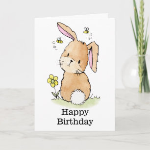 Carte Anniversaire de lapin et d'abeilles