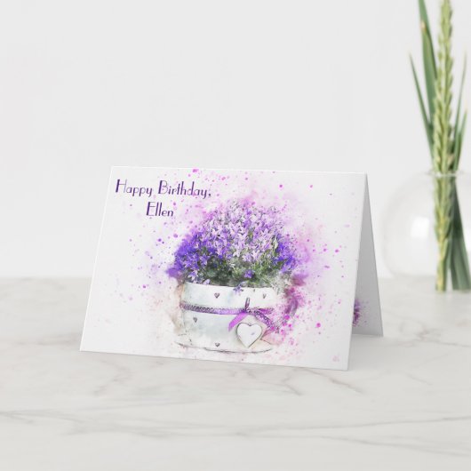 Carte Anniversaire de l'aquarelle florale féminine (Devant)
