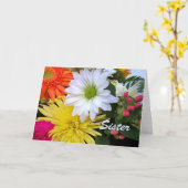 Carte Anniversaire de l'arrangement floral soeur (Fleur jaune)