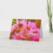 Carte Anniversaire de l'art des fleurs rose Asters (Devant)