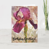 Carte Anniversaire de l'art floral de l'Iris rose-Bourgo (Devant)