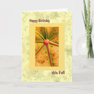 Carte Anniversaire de l'automne, Jaune et or