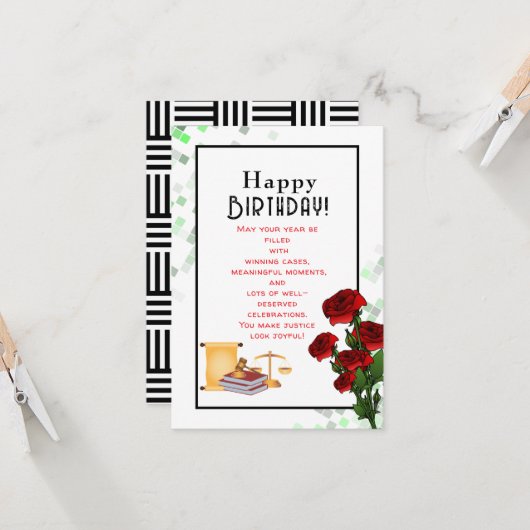 Carte anniversaire de l'avocat (Devant/Arrière en situation)
