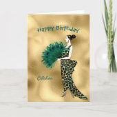 Carte Anniversaire de l'élégante Turquoise d'or Art déco (Devant)