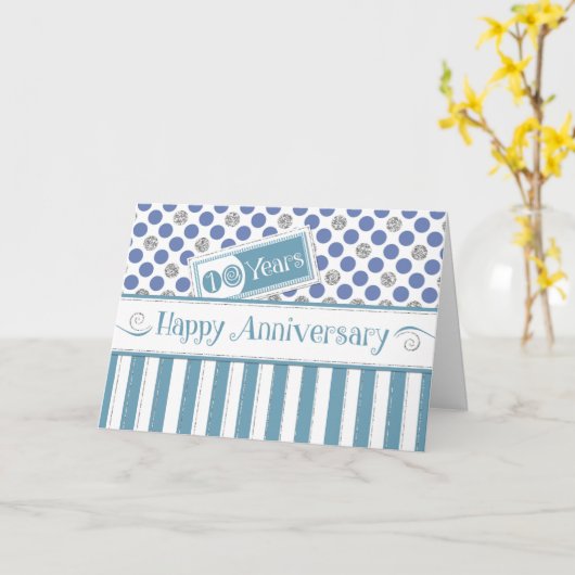 Carte Anniversaire de l'employé 10 ans Jade Blue (Fleur jaune)