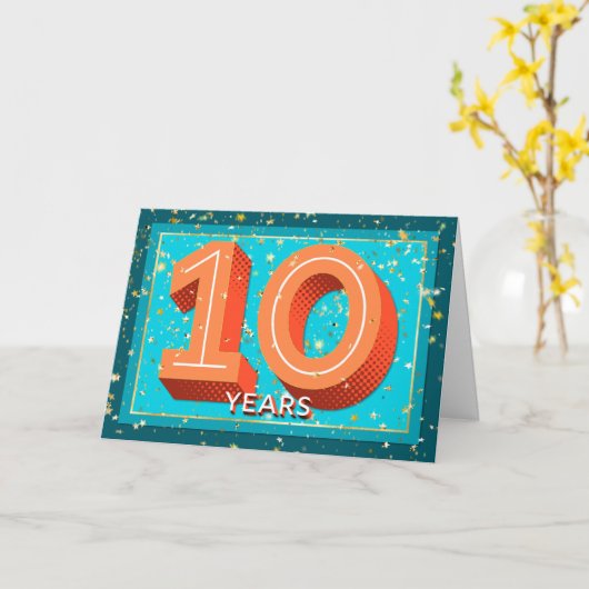 Carte Anniversaire de l'employé 10 ans - numéros gras (Fleur jaune)