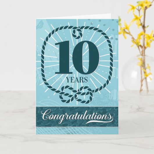 Carte Anniversaire de l'employé 10 ans - Thème nautique (Fleur jaune)