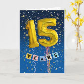 Carte Anniversaire de l'employé 15 ans - Ballons d'or (Fleur jaune)