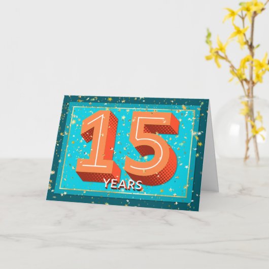 Carte Anniversaire de l'employé 15 ans - Numéros gras (Fleur jaune)
