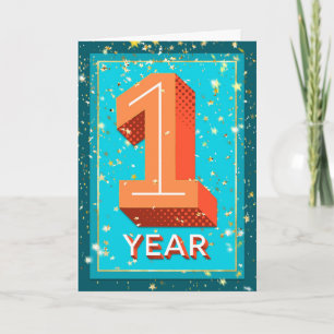 Carte Anniversaire de l'employé 1 an - Numéros gras
