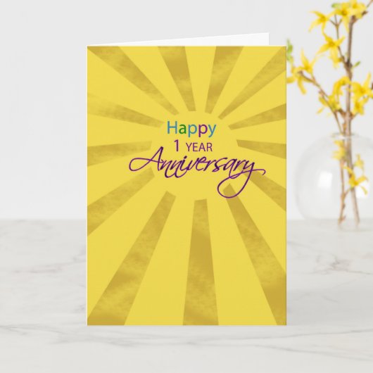 Carte Anniversaire de l'employé 1 an, Sun (Fleur jaune)