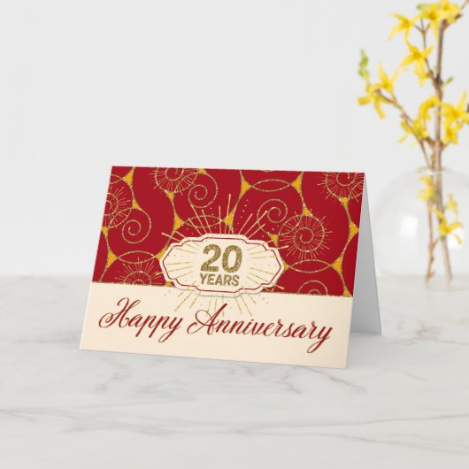 Carte Anniversaire de l'employé 20 ans - Frottes rouges (Fleur jaune)