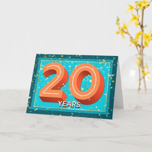 Carte Anniversaire de l'employé 20 ans - numéros gras (Fleur jaune)