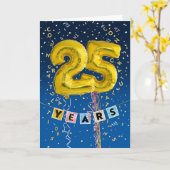 Carte Anniversaire de l'employé 25 ans - Ballons d'or (Fleur jaune)