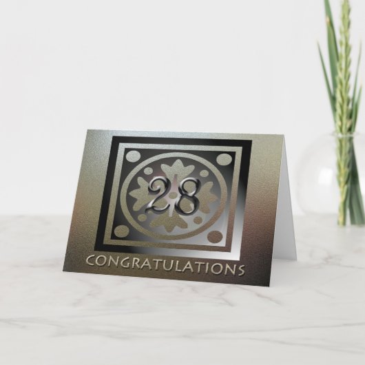 Carte Anniversaire de l'employé 28e Élégant Doré (Devant)