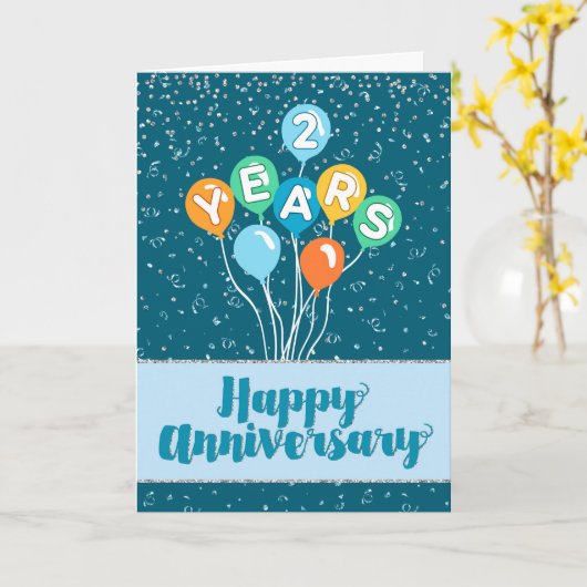 Carte Anniversaire de l'employé 2 ans - Ballons Confetti (Fleur jaune)