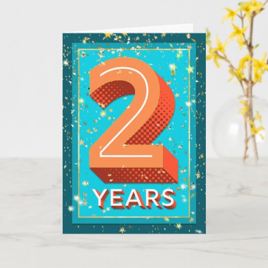 Carte Anniversaire de l'employé 2 ans - Numéros gras (Fleur jaune)
