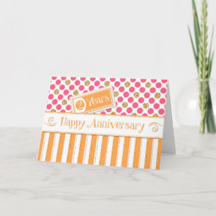 Carte Anniversaire de l'employé 2 ans orange rose