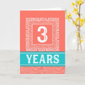 Carte Anniversaire de l'employé 3 ans - Décoratif (Fleur jaune)