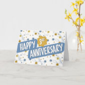Carte Anniversaire de l'employé 3 ans Motif bleu blanc (Fleur jaune)