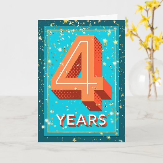 Carte Anniversaire de l'employé 4 ans - Numéros gras (Fleur jaune)