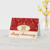 Carte Anniversaire de l'employé 50 ans - Flèches rouges (Fleur jaune)