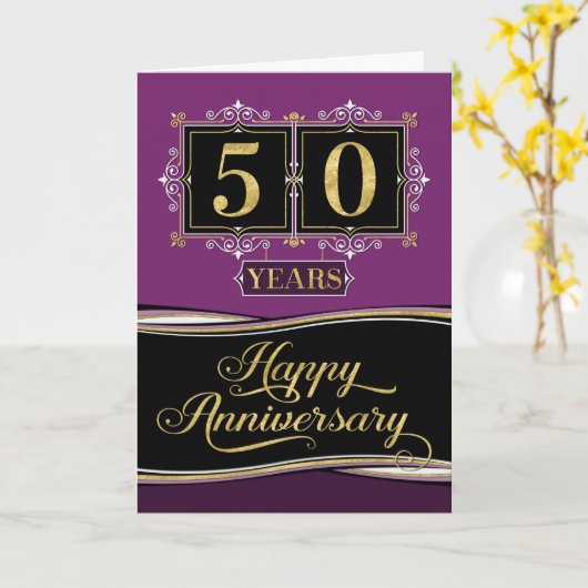 Carte Anniversaire de l'employé 50 ans Plum officiel déc (Fleur jaune)
