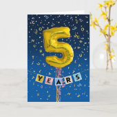 Carte Anniversaire de l'employé 5 ans - Ballons d'or (Fleur jaune)