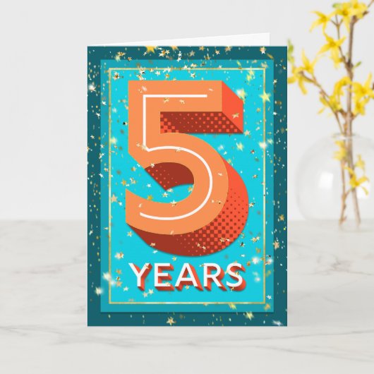 Carte Anniversaire de l'employé 5 ans - Numéros gras (Fleur jaune)