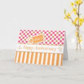 Carte Anniversaire de l'employé 5 ans orange rose (Fleur jaune)