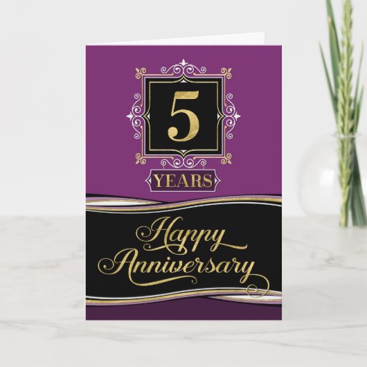 Carte Anniversaire de l'employé 5 ans Plum officiel déco (Devant)
