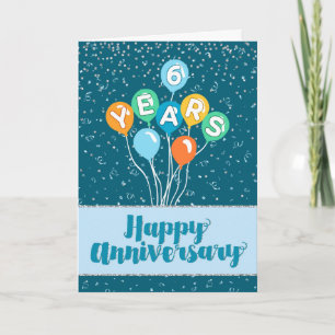 Carte Anniversaire de l'employé 6 ans - Ballons Confetti