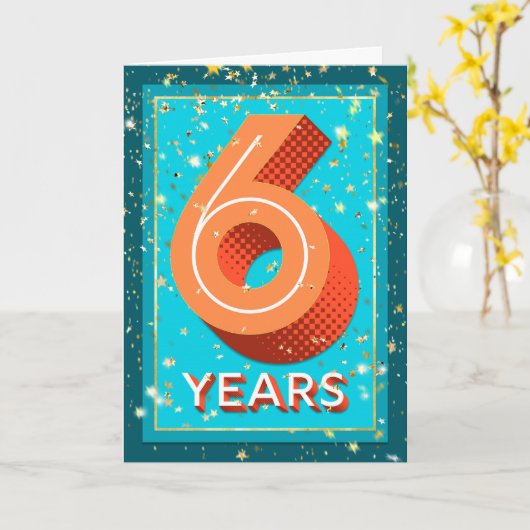 Carte Anniversaire de l'employé 6 ans - numéros gras (Fleur jaune)