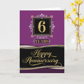 Carte Anniversaire de l'employé 6 ans Plum officiel déco (Fleur jaune)