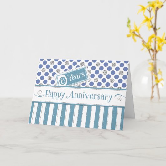 Carte Anniversaire de l'employé 8 ans Jade Blue (Fleur jaune)