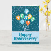 Carte Anniversaire de l'employé 9 ans - Ballons Confetti (Fleur jaune)