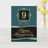 Carte Anniversaire de l'employé 9 ans Jade décorative (Fleur jaune)