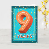 Carte Anniversaire de l'employé 9 ans - numéros gras (Fleur jaune)