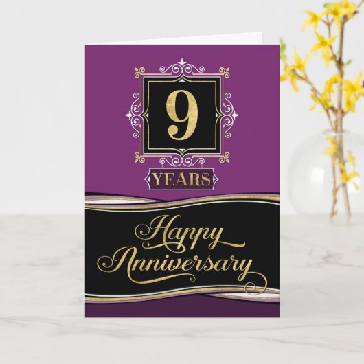 Carte Anniversaire de l'employé 9 ans Plum officiel déco (Fleur jaune)