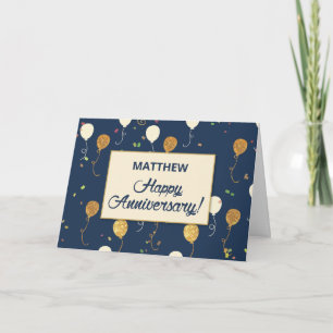 Carte Anniversaire de l'employé avec des ballons d'or