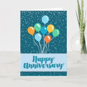 Carte Anniversaire de l'employé - Ballons et Confetti