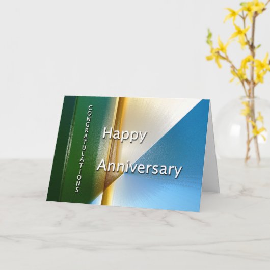 Carte Anniversaire de l'employé Bleu et Beige (Fleur jaune)