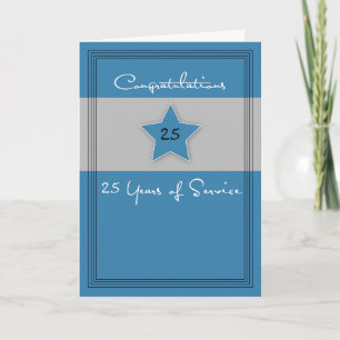 Carte Anniversaire de l'employé Bleu et gris, 25 ans