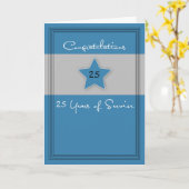 Carte Anniversaire de l'employé Bleu et gris, 25 ans (Fleur jaune)