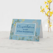 Carte Anniversaire de l'employé de 4 ans, bleu, Feuille (Fleur jaune)