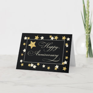 Carte Anniversaire de l'employé Effet Or Noir Étoiles