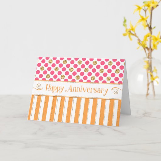 Carte Anniversaire de l'employé - rose orange (Fleur jaune)